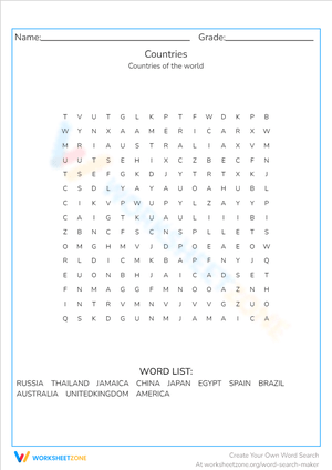 Discover Countries Worksheet