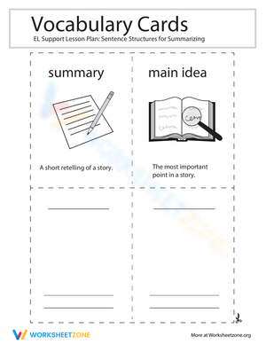 Summarizing with Sentence Structures: Vocabulary Cards