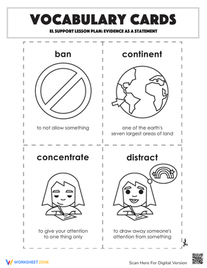 Vocabulary Cards: Evidence as a Statement