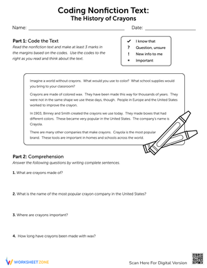 Coding Nonfiction Text: The History of Crayons