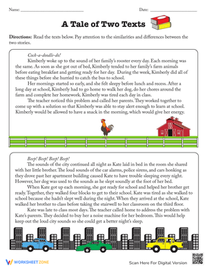 A Tale of Two Texts: A Comparing Texts Worksheet