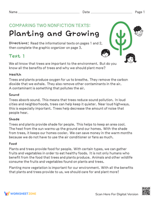 Comparing Texts: Planting and Growing Worksheet