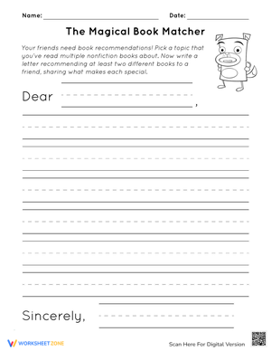 The Magical Book Matcher: Reading Worksheet