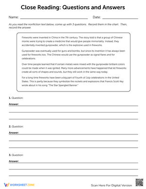 Close Reading: Questions & Answers