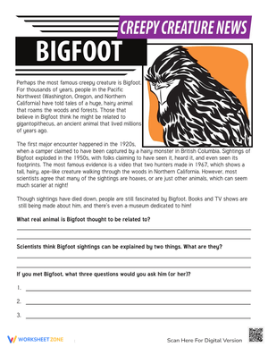 Write Your Own Bigfoot Story: Creative Writing