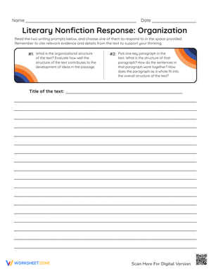 Literary Nonfiction Response: Organization Worksheet
