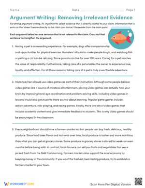 Argument Writing: Removing Irrelevant Evidence
