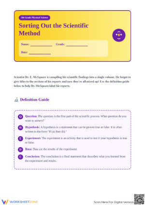 Printable Scientific Method Worksheet | Grade 5 Science