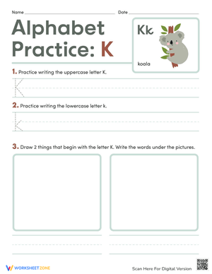 Alphabet Practice: Letter K Learning Activities 