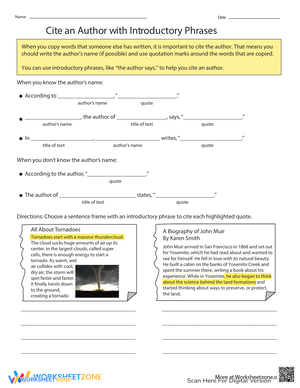 Cite an Author with Introductory Phrases