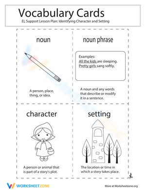 Vocabulary Cards: Character and Setting