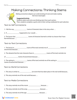 Making Connections with Thinking Stems