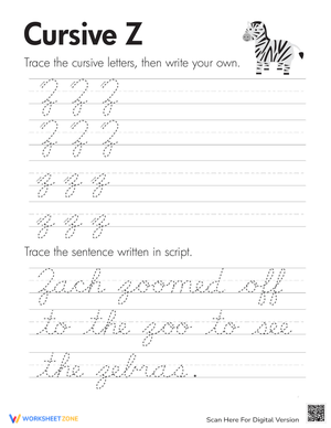 Cursive Letter Z Practice