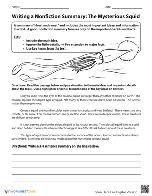 Writing a Nonfiction Summary: Squid