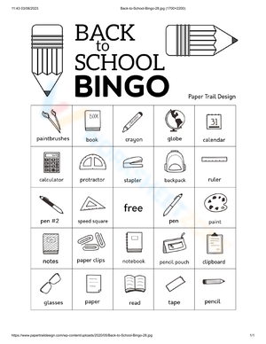 Printable Back to School Bingo | Grades 1-5 English