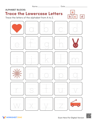 Trace and Write Lowercase Letters