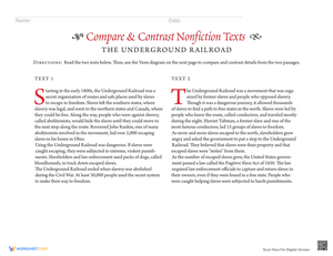 Compare and Contrast: The Underground Railroad