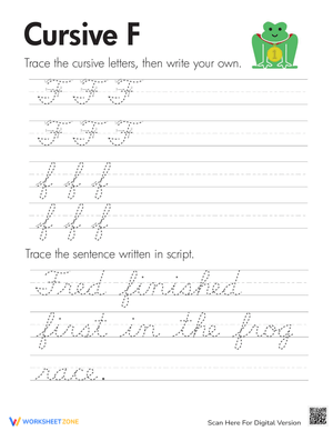 Practice Cursive Writing: Letter F
