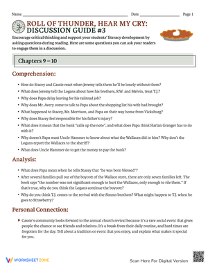 Novel Study: 'Roll of Thunder' Discussion Guide