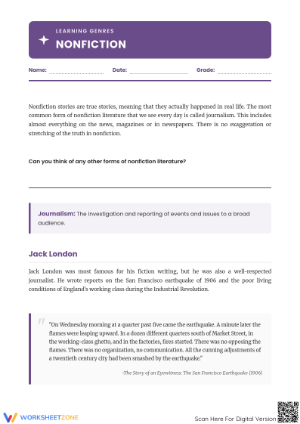Nonfiction Elements Worksheet | Grade 4 ELA Printable