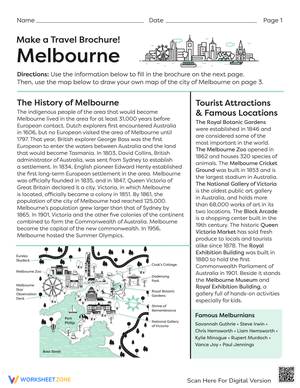 Travel Brochure: Exploring Melbourne Worksheet