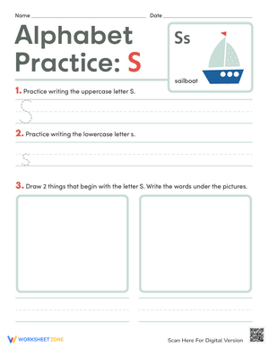 Handwriting Practice-Letter S Activities for Kids
