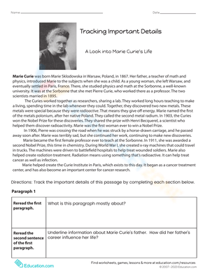 Tracking Marie Curie's Life: Important Details