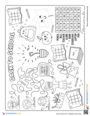 Back to School Coloring Page Activity Sheet