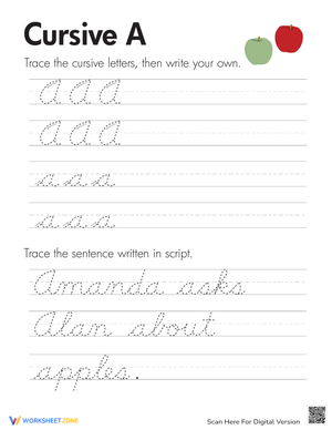Practice Cursive A