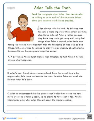 Arlen Tells the Truth: Reading Comprehension