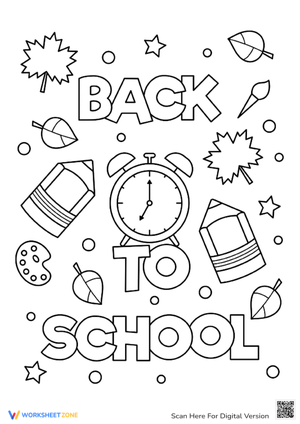 Back to School Coloring Page for Kids