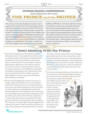Reading Comprehension: The Prince and the Pauper