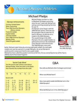 Learn About Michael Phelps: Biography Worksheet