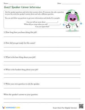 Guest Speaker: Career Interview Worksheet