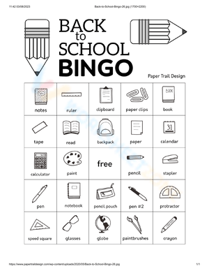 Back to School Bingo Card | Essential Grade 1-5 Activity