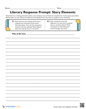 Literary Response Prompt: Story Elements