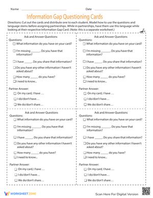Information Gap Questioning Cards
