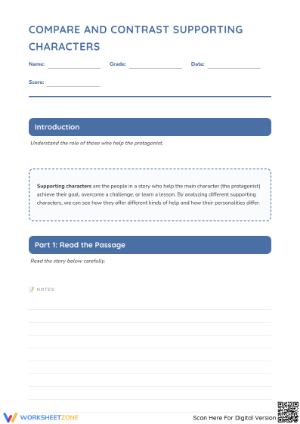 RL.4.3 Worksheet: Character Analysis — Grade 4 Aligned