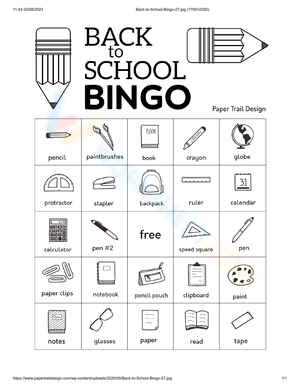 Back to School Bingo Card | Essential Grade 1-5 Activity