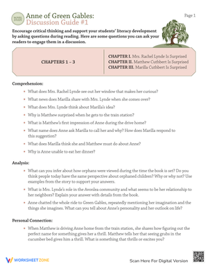 Anne of Green Gables: Novel Study Discussion