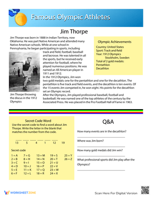 Learn About Jim Thorpe Worksheet