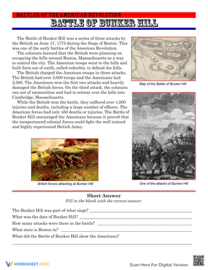 Battle of Bunker Hill Worksheet