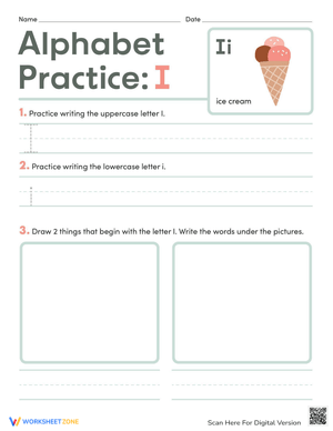 Alphabet Practice for Kids: Letter I 