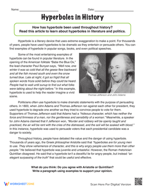 Hyperboles in History Worksheet