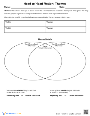 Head-to-Head: Exploring Fiction Themes Worksheet