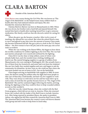 Biography of Clara Barton Worksheet