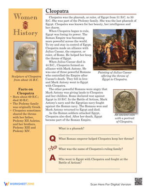Learn About Cleopatra Worksheet