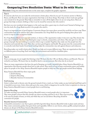 Comparing Two Nonfiction Texts: Waste