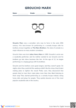 Groucho Marx Biography Worksheet | Essential Grade 3 ELA