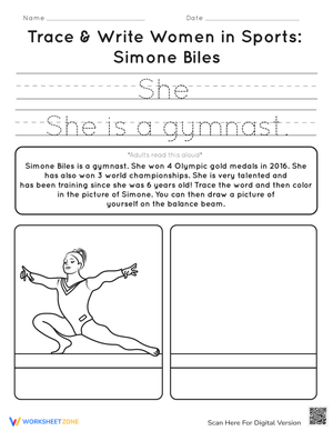 Trace and Write Women in Sports: Simone Biles